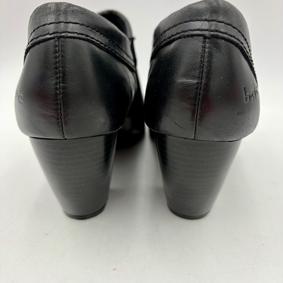 B.O.C. Born Concept Ankle Booties Heels Women 6 Black Leather Chunky Biker Zip - Picture 5 of 10